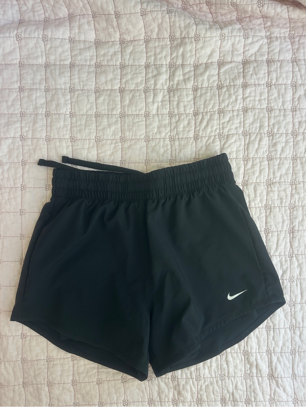 Nike Black Kids Athletic Shorts with White Swoosh